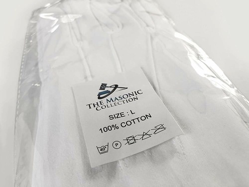 Quality 100% Cotton White Masonic RA Royal Arch Degree Gloves - Picture 5 of 5