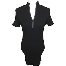 Shein Black Ribbed Stretchy Zip Up Short Sleeve Bodycon Mini Dress Plus Size 1X