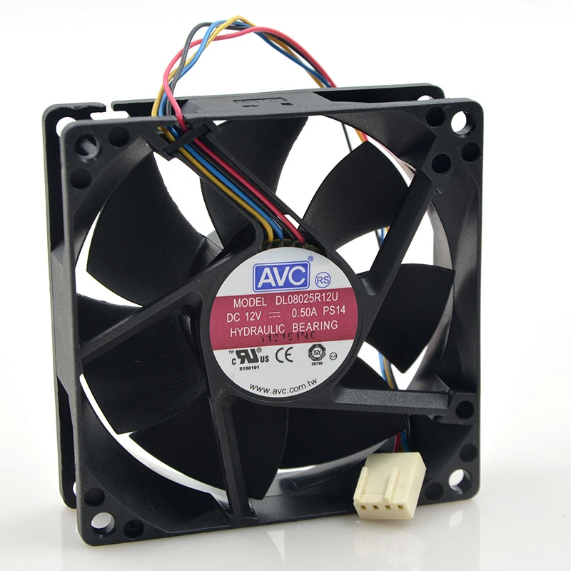1PCS NEW AVC DL08025R12U 80x80x25mm PWM Chassis Cooling Fan 12V 0.50A 4Wire 4Pin - Image 2 of 3
