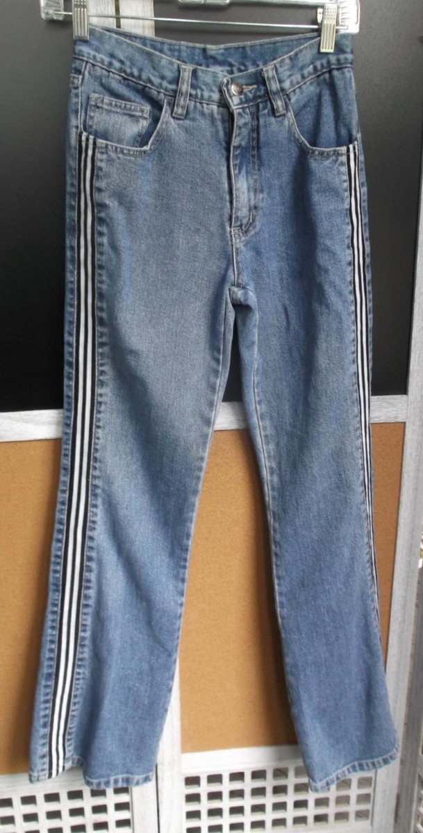 Vintage 90s Cyberian PLUGG Jeans Sz 16/28 27x30 Side Stripe