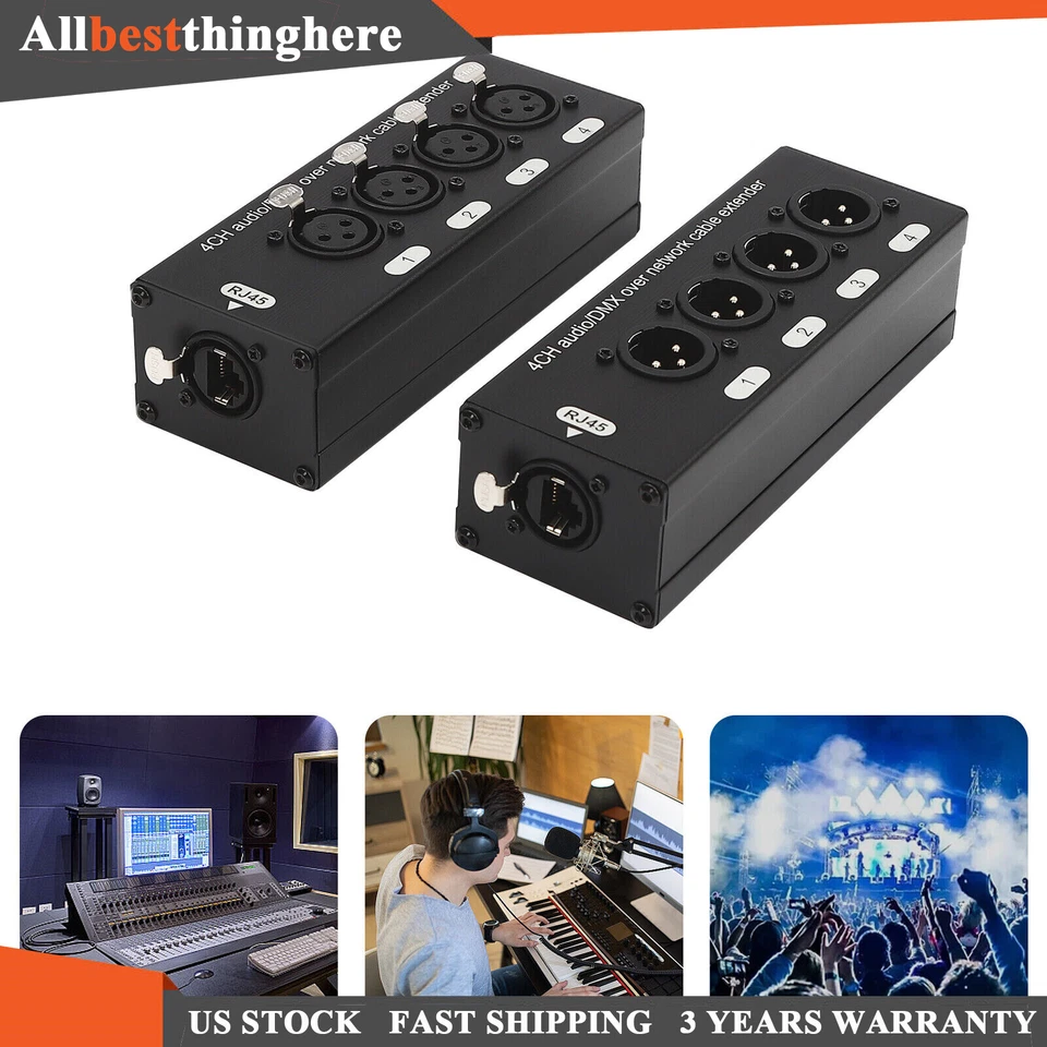 2PCS 4 Channel XLR Male Female to Single Ethercon Audio Network Cable Extender - Image 3 of 4