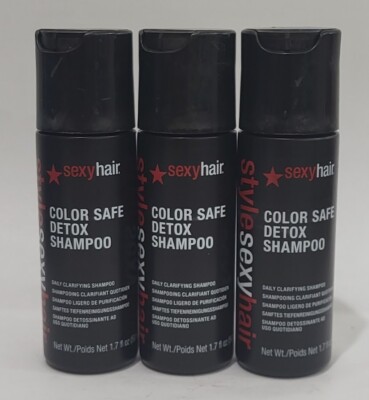 3 x Sexy Hair Daily Clarifying Shampoo Style Color Safe Detox  1.7 oz Free Ship