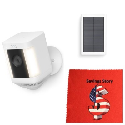 Ring Spotlight Cam Plus Solar Panel Bundle Outdoor Camera Wireless 1080p NEW
