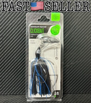Googan Squad CLICKBAIT Vibrating Bladed Jig 3/8oz Fishing Lure, Black/Blue