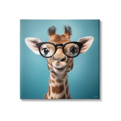 Giraffe with Glasses Canvas Wall Art by Roozbeh