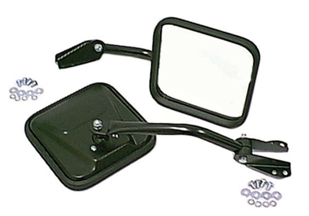Omix-Ada Pair of Black Replacement Side Mirrors for Jeep CJ5 CJ6 CJ7 and CJ8
