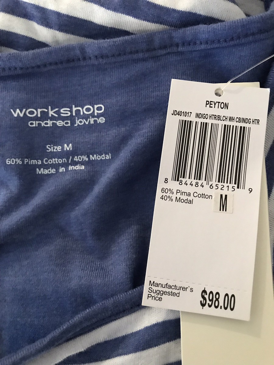 ANDREA JOVINE, WORKSHOP, Size Medium, Cotton/Modal (Rayon) Knit