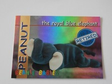 TY Beanie Babies BBOC Card - Series 1 Retired Peanut the Blue Elephant in Blue