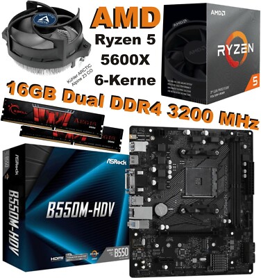 Bundle AMD Ryzen 5 5600X Aufrüstkit ASRock B550M-HDV 16GB RAM 3200MHz RAM Kühler