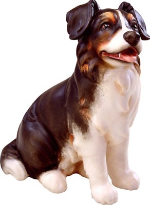 Sculpture Dog Australian Shepherd CM 12 Carved IN Wood The IN Val Gardena
