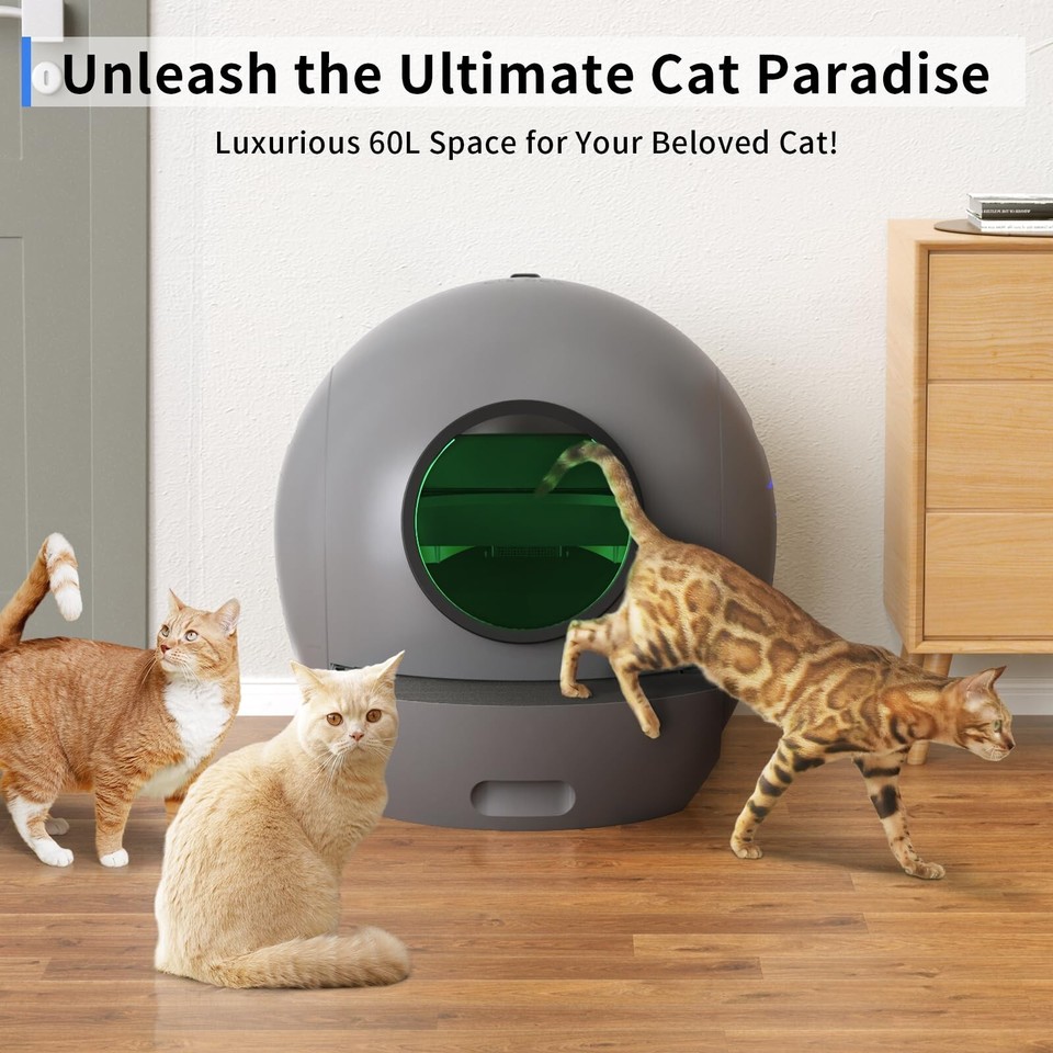 ELSPET WiFi Smart Cat Litter Box NO Scoop/APP Automatic SelfCleaning