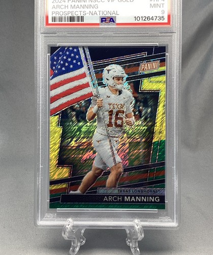 Arch Manning/44 2024 VIP Gold Pack Prospects SN Texas Longhorns PSA 9 SP - Imagen 2 de 8