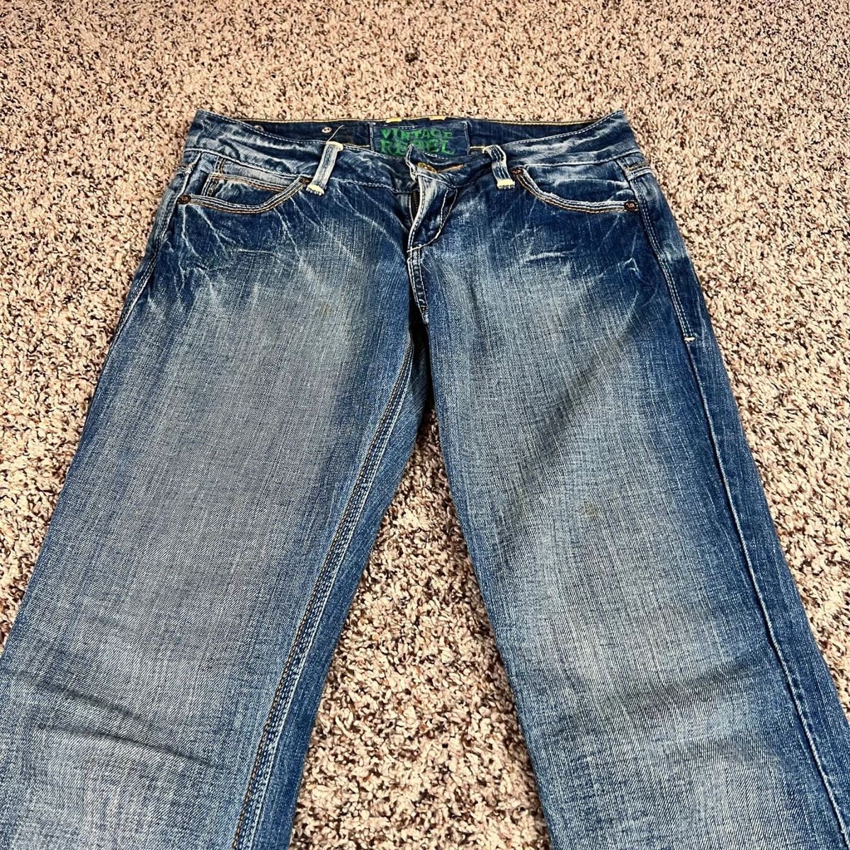 Vintage Rebel Jeans Womans 28 Blue Bootcut Mid Rise Western Biker Rocker Denim