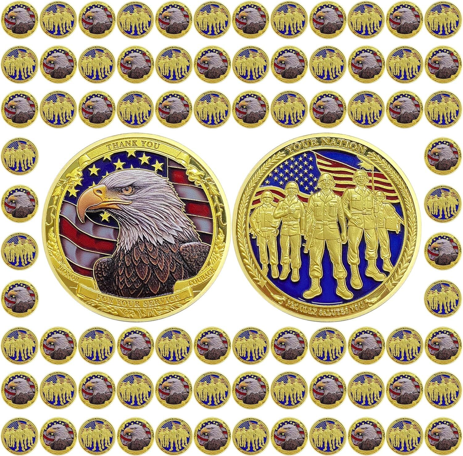 82Pcs Challenge Coin Thank You for Your Service Military Coin Veterans Gifts