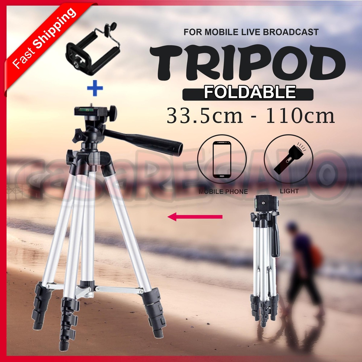 Professional Camera Tripod Stand Mount with Phone Holder Phone
