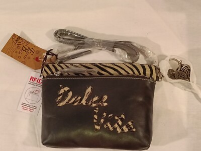 Firenze Bella Dolce Vita Leather & Calf Hair Zip Top Mini Crossbody Bag Blk/Wht