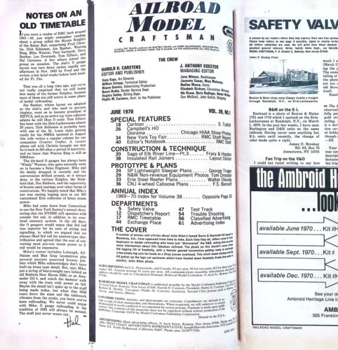 Railroad Model Craftsman Magazine June 1970 Erie Reefer Plans, CNJ 4-WHL Caboose - Imagen 2 de 2