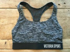Victoria's Secret Sport Black Marl Logo X-SMALL The Player Sport Bra VS VTG