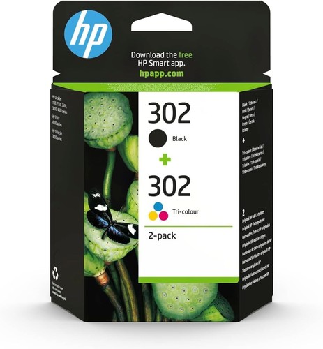 Genuine HP 302 Black & Colour Ink Cartridge Twin Pack X4D37AE - See Pics