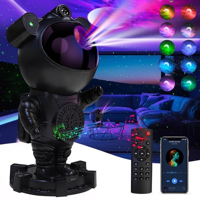 Star Projector Astronaut Galaxy - Bluetooth Speaker, White Black 