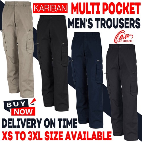 KARIBAN Multi Pocket Trousers Workout Fitness Sports Running Exercise Gym SP105 - Picture 1 of 11