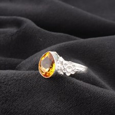 Citrine Gemstone 925 Sterling Silver Ring Handmade Jewelry Ring Gift For Wife