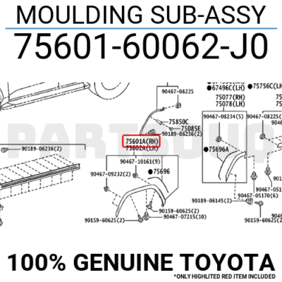 写真 7560160062J0 Genuine Toyota MOULDING SUB-ASSY 75601-60062-J0