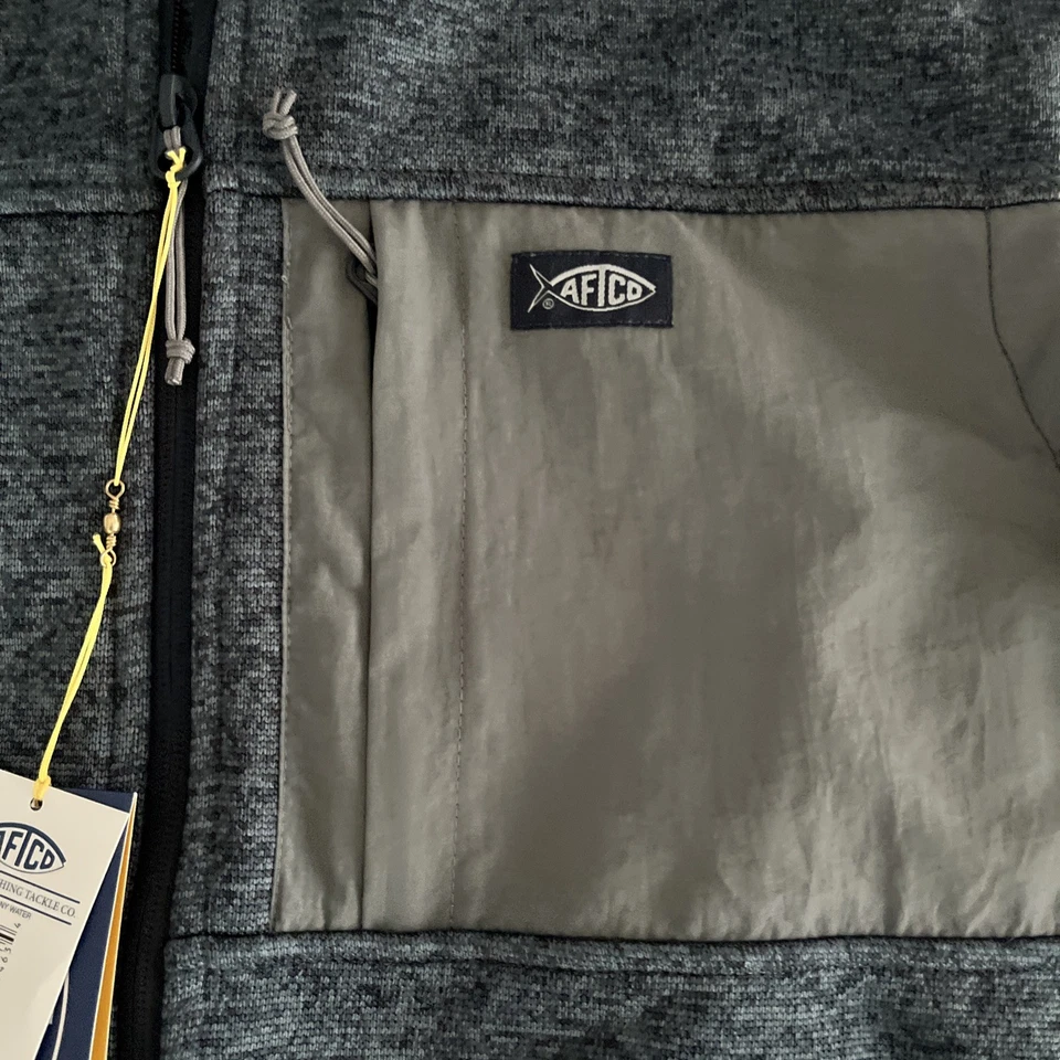 AFTCO Ripcord Vest Men M Navy Heather MJ37 Windproof Water Resistant Fishing - Image 3 of 4