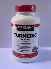 Kirkland Signature Turmeric with Black Pepper 1000mg 240 Count  .Exp 3/26