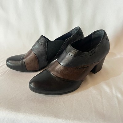 Tamaris Black Leather Cuir Shooties Ankle Booties Touch It Sole EU 38 US 7.5