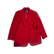 Sag Harbor Woman Red 100 Pure Wool Single Button Blazer Jacket Size 16 Classic