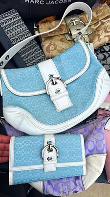 Coach Blue Signature Handbag for sale - eBay
