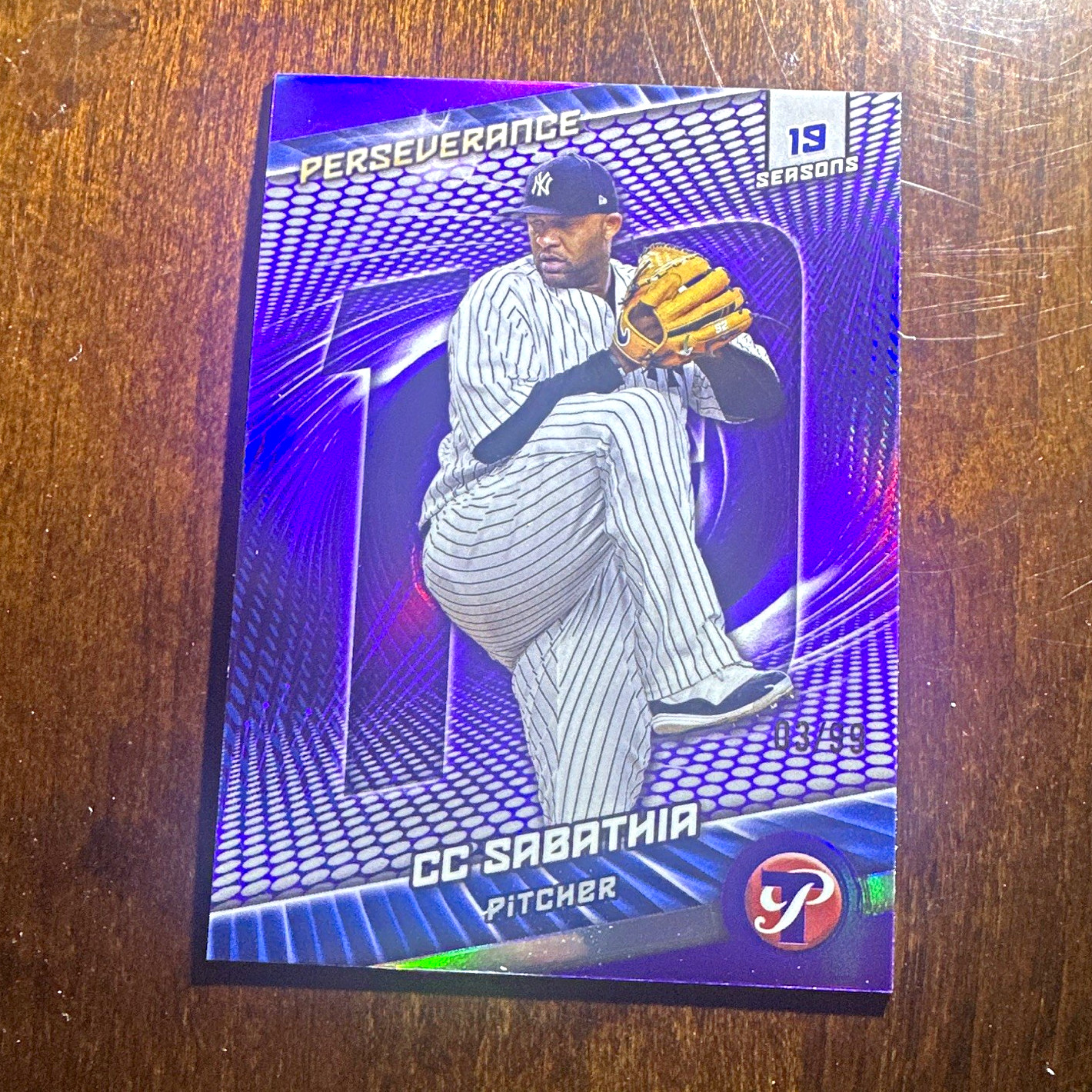Topps 2025 Pristine CC Sabathia #P-4 Perseverance Purple Refractor /99