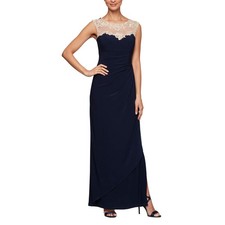 Alex Evenings Sweetheart Illusion-Lace Gown Blue Size 8