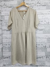 Gap Womens Tall 16 Linen Blend Kimono Dress Natural Flax A-Line Seam Pockets