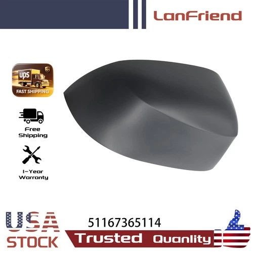 RH Side Wing Mirror Cover Assembly For BMW X3 X4 X5 F15 X6 F16 2016~2018 Black