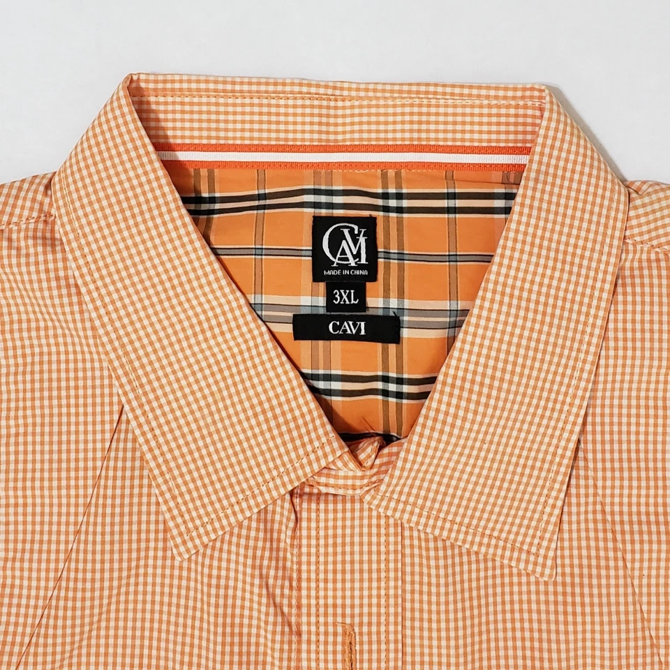 Cavi Orange Striped Short Sleeve Button-Up Shirt Mens XXXL 3XL - Image 3 of 4