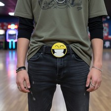 Fun Women Belt Buckle Silver Metal Yellow Smiley Face Eyes Emoji Teen Kids Girls
