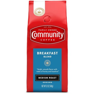 Community Coffee Breakfast Blend, Ground, 12 oz Bag   Medium Roast
