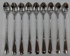 Robert Welch- 18/10 Stainless 9 Pack LotDessert & Latte Spoons 9” L  NO BOX!