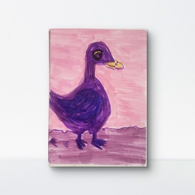 Duck Finally Had Grapes Abstract Expressionist Original Watercolor Painting ACEO