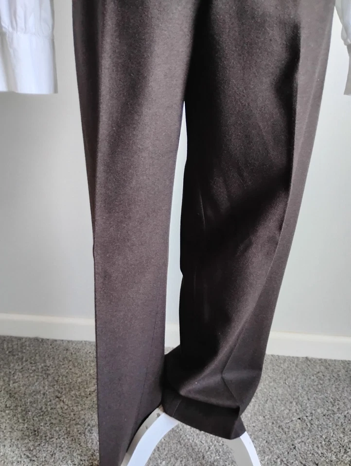 Pantalones de vestir Ann Taylor vintage años 90 mezcla de lana marrón chocolate clásico talla 12 Foto 3 de 4