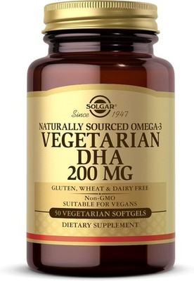 Solgar,Naturally Sourced Omega-3 Vegetarian DHA 200mg,50 Vegetarian Softgels