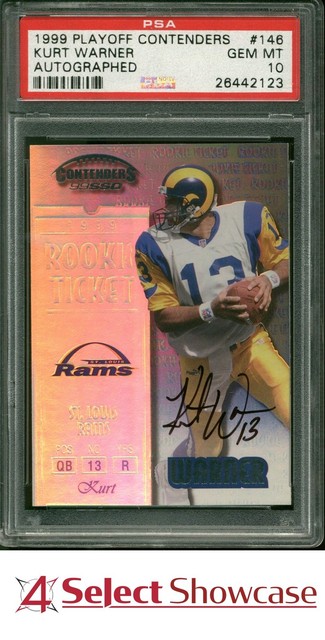 1999 PLAYOFF CONTENDERS AUTOGRAPHED #146 KURT WARNER RC HOF 4SC ELITE PSA 10