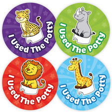 144 Cute Safari Animals Potty Training Reward Stickers for Parents, Child Minder