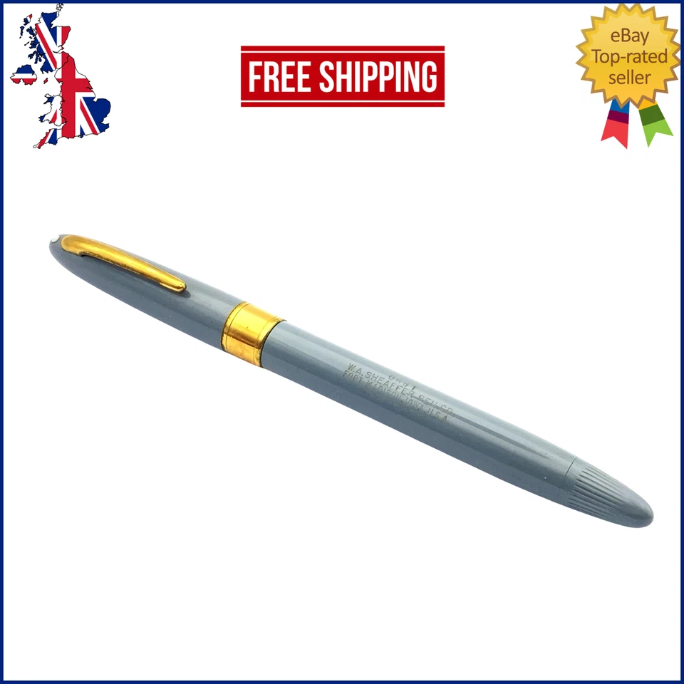 VINTAGE SHEAFFER STATESMAN SNORKEL FOUNTAIN PEN PASTEL GREY PdAg MEDIUM NIB USA