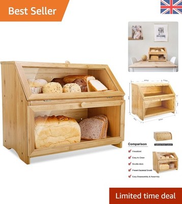 Eleganter 2-lagiger Bambus Brotkasten - Langanhaltende Frische mit Sichtfenster