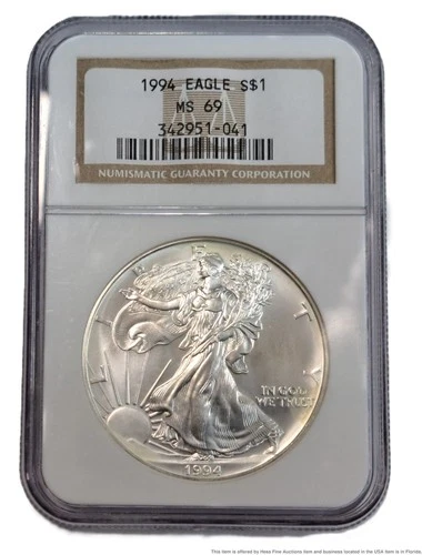 NGC MS 69 1994 S San Francisco American Silver Eagle 999 Fine Silver Coin