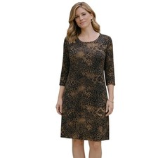 Karen Kane Leopard Burnout Velvet Shift Dress Size 1X Boho Lagenlook Evening