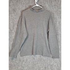 LL Bean Mock Neck Long Sleeve Shirt Gray Men's Sz L REG Cotton Blend Classic
